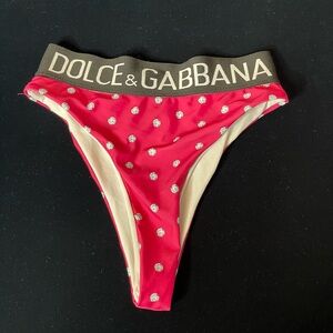 Dolce & Gabbana women M Polka Dot Bikini swim bottoms diamond print large spell